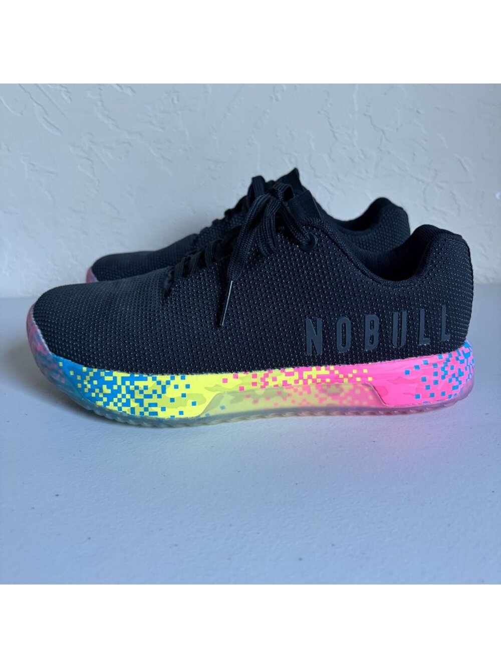NOBULL Men's US8 Women's US9.5 Outwork Trainer Running Shoe Black Neon Glitch Sp